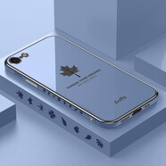 佩諾 蘋(píng)果6\/7\/8手機(jī)殼iPhone6s plus保護(hù)套se2全包防摔電鍍楓葉+鏡面支架男女款硅膠軟外殼 【薰衣草灰】楓葉直邊電鍍 蘋(píng)果7/8/se2代通用
