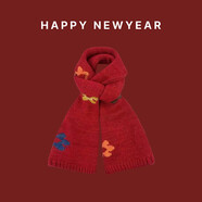 目丸圣誕圍巾新年禮物生日禮物韓版針織圍巾新款冬女圍脖學(xué)生送女友 泫雅花朵-紅色