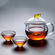 華行 玻璃泡茶壺家用茶水分離耐熱煮茶壺花茶壺茶杯功夫茶具套裝 如意壺500ml+斗笠杯60ml*2