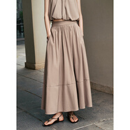太平鳥(niǎo)女裝法式度假掛脖套裝夏氣質(zhì)小眾無(wú)袖裙時(shí)尚純色茶歇裙 咖色長(cháng)裙 S