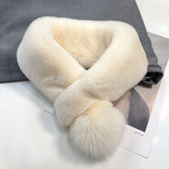 米詩(shī)德真獺兔毛圍巾女韓國真毛圍脖冬季純色毛絨保暖雙面加厚皮草圍巾 米色