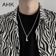 AHK26字母鈦鋼項鏈男女士百搭潮流情侶吊墜情人節生日禮物送男女朋友 潮流滿(mǎn)鉆項鏈 【L】+品牌禮盒