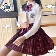唐努烏【7件套】JK制服襯衫裙套裝學生百褶裙正統(tǒng)半身裙學院風短裙子 沙華【7件套】 M 【90-105斤】