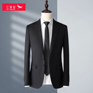 紅蜻蜓（RED DRAGONFLY）男士商務(wù)西服外套中青年商務(wù)上班修身職業(yè)正裝西裝外套男結(jié)婚新郎 黑色 5XL 【155-175斤】
