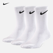 耐克（NIKE）nike襪子男女籃球襪運(yùn)動襪吸汗透氣健身訓(xùn)練跑步襪百搭保暖休閑襪  百搭高筒【三雙裝】白色 M 【適合38-42碼】