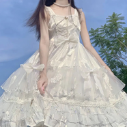 唐努烏唐努烏洛麗塔新款洛蕾小姐Lolita洋裝袖子可拆卸op連衣裙仙女 繁星白色 L