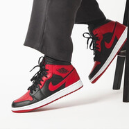 耐克（NIKE） air jordan 1男鞋女鞋 aj1男女情侶中幫板鞋運(yùn)動(dòng)休閑籃球鞋 554725/554724-074黑紅小禁穿 40
