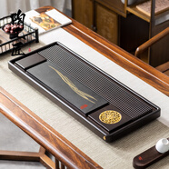 鳳陶凰（FENG TAO  HUANG）實(shí)木茶盤(pán)2025新款家用干泡臺烏金石電木辦公茶臺排水茶海托盤(pán)茶具 黑酸枝禪語(yǔ)尺寸：80X32CM