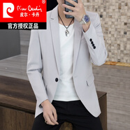 皮爾卡丹（pierre cardin）男士西服套裝韓版修身潮流男裝單上衣外套秋季新品百搭休閑小西裝 灰色【送長袖T恤】 3XL