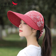 紅蜻蜓 帽子女夏遮陽(yáng)涼帽防紫外線(xiàn)太陽(yáng)帽大沿時(shí)尚空頂帽防曬騎車(chē)遮陽(yáng)帽 款式五 15CM大檐
