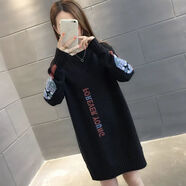 加絨很仙的網(wǎng)紅中長款毛衣女新款秋冬季加厚寬松百搭高領(lǐng)打底衫 黑色 M 95-110斤