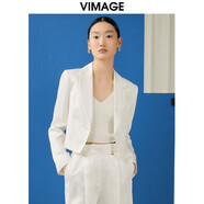 緯漫紀（VIMAGE）帥氣墊肩白色小西裝外套休閑時(shí)尚通勤春季新款西服V1903520 白10 S (1)