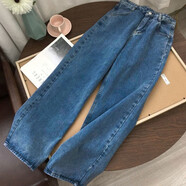 佘曼萊直筒牛仔褲女高腰學(xué)生韓版寬松顯瘦闊腿褲泫雅拖地老爹長(zhǎng)褲子女裝 復(fù)古藍(lán)【優(yōu)質(zhì)版】 M
