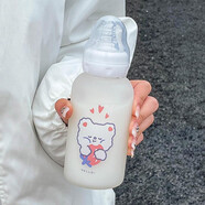 趣范大人奶瓶可愛(ài)女生高顏值網(wǎng)紅水杯成人創(chuàng)意學(xué)生玻璃杯子帶吸管奶嘴 磨砂奶嘴草莓熊300毫升+杯刷