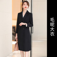 詩(shī)璐雅21年毛呢外套女呢子大衣中長(cháng)款加棉加厚職業(yè)空姐制服珠寶店酒店前臺物業(yè)售工作服高端氣質(zhì)冬款 藏青色 S