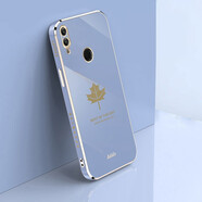 品美廉 華為榮耀8x手機殼Honor保護套 JSN-AL00a楓葉直邊電鍍軟殼全包防摔硅膠殼 適用于 煙灰色+鋼化膜