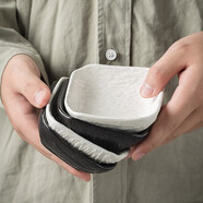 瓷鑫源日式火鍋調味碟魚(yú)子醬碟陶瓷調味碟子創(chuàng  )意方形零食小吃碟子小菜碟 磨砂黑色四個(gè)裝