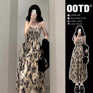 圣保美法式碎花連衣裙2023夏季女裝新款氣質(zhì)顯瘦度假海邊沙灘長(zhǎng)裙子夏天 灰色吊帶裙 2XL