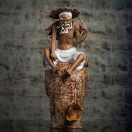 美吔 石灣陶瓷工藝品擺件釣魚(yú)翁客廳書(shū)房假山盆景擺設姜子牙太公釣魚(yú) 精品獲利