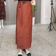 華族經(jīng)典（HUAZUJINGDIAN）香云紗紅云紗百搭一整片式半身裙 焦糖色-紅云紗 4XL