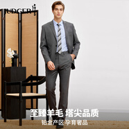 莊吉   JUDGER【70綿羊毛】西服套裝男裝平駁領(lǐng)開(kāi)叉合體挺括順滑親膚商務(wù)兩件套 灰色 2XL 185/100A(52)
