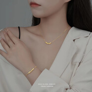 KASIYU999足銀五福臨門轉(zhuǎn)運(yùn)珠項(xiàng)鏈女送女友老婆生日母親節(jié)520情人節(jié)禮物 金色項(xiàng)鏈+手鏈（證書+禮盒）