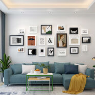 賽樂(lè )透照片墻免打孔相片客廳背景墻裝飾相框掛墻墻上相冊墻創(chuàng  )意組合 20框B款黑白混搭人物藝術(shù) 常規款插畫(huà)加厚相框安裝配件圖紙