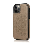 適用iPhone16promax手機(jī)皮套雙扣壓花曼陀羅三星S24保護(hù)套新款 灰色 iPhone 5/5s