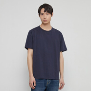 ME&CITY男裝2021夏季新款男士純色寬松休閑圓領(lǐng)多色白短袖T恤男 夜藍黑 185/104B/XXL