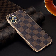 高尊 蘋果15promax手機(jī)殼新款iPhone15高端皮革保護(hù)套14pro鏡頭全包防摔商務(wù)外殼  iPhone 15 Plus【咖啡格】