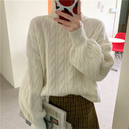 品彩厚款針織衫女高領(lǐng)麻花毛衣寬松顯瘦純色套頭氣質(zhì)上衣 P137Z3277