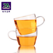 76茶業(yè)玻璃小杯透明耐熱茶具品茗杯子功夫喝茶杯小號水杯迷你防燙帶把杯