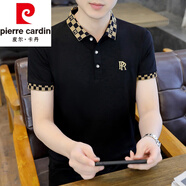 皮爾卡丹（pierre cardin）P.OLO衫男短袖t恤男裝夏季潮流半袖純色棉上衣夏款高端休閑衣服針 TX1108黑色 2XL (135-150斤)