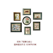 VINTAGE background實(shí)木美式照片墻相框墻歐式客廳組合掛墻樓梯背景墻相片墻裝飾畫(huà) 7組圓形款