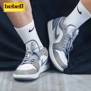 耐克（NIKE）【嚴選好物】bebe8耐克AJ1 NIKE AIR JORDAN 1 low低幫休閑板鞋 灰白553560/553558-053 38.5