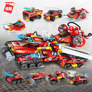 啟蒙積木超級戰車(chē)系列合體變形工程車(chē)模型拼裝兒童玩具男孩6-10歲禮物 八合一極限救援戰車(chē)