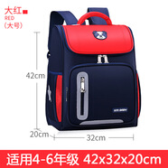 集智小學(xué)生書包1-3-6年級護(hù)脊減負(fù)男女兒童印字logo反光太空書包批發(fā) 大紅大號(hào)（3-6年級）