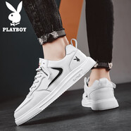 花花公子（PLAYBOY）男鞋子男2025夏季板鞋男士網(wǎng)面休閑鞋透氣小白鞋運動(dòng)鞋 白色 42