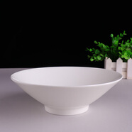 錦鳯 純白骨瓷碗米飯碗湯碗景德鎮餐具家用陶瓷大面碗湯鍋高腳碗1個(gè)裝 8英寸斗笠碗