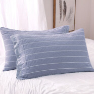 枕套一对装单个棉大号5080棉加厚透气高端男枕头套 蓝色线条(枕套一对装，2条) 50cmx80cm
