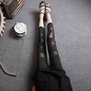 DICIFY新品七分褲女高腰彈力緊身黑色顯瘦百搭夏季薄款網(wǎng)紗拼接個(gè) 雙層捆綁 七分 均碼 90-135斤