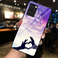 夢逸軒適用OPPO Reno7 5G玻璃殼PFJM10手機殼REN07軟磨砂邊防滑套男女鋼化硬保護外  放手愛【配高清貼膜】MX