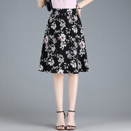 珂妃婭（KEFEIYA）半身裙女2025夏季新款裙子高腰顯瘦a字裙時(shí)尚印花百褶裙短裙傘裙 圖片色 2XL/30碼-2尺3