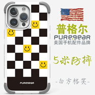 普格爾適用蘋果16promax手機(jī)殼iphone12/13/14/15/16pro手機(jī)套15promax保護(hù)殼新款防摔女生款高級(jí)感可愛 白拼貼系列-白*方格笑 蘋果15