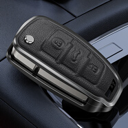 迪加倫 金屬真皮 奧迪Q3鑰匙套 2022款新Q3 A1 Q2L S3 R8 Q7老款A(yù)6L 汽車鑰匙包殼 男士女 折疊深空灰+鑰匙扣