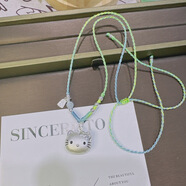馬思迷新款足KT貓咪編繩項鏈純可愛(ài)心形清新甜美送女友閨蜜禮物 KT貓咪編繩項鏈青老鳳祥