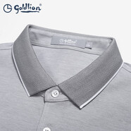 金利來【純棉/】男士短袖POLO易打理刺繡LOGO多色翻領(lǐng)親膚百搭POLO 38-淺灰 L