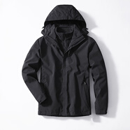 泰起防寒保暖戶外沖鋒衣三合一女兩件套可拆卸登山服抓絨外套工作服 黑色/男 L