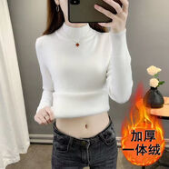 熊司令秋冬季加絨毛衣女加厚低領(lǐng)短秋冬季加絨加厚一體絨毛衣女圓領(lǐng)內(nèi)搭 白色-中領(lǐng)_中領(lǐng)款加厚一體絨 10XL xl建議120-130斤