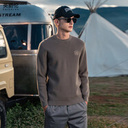 英爵倫秋冬季毛衣男士衣多穿新款歐美簡(jiǎn)約圓領(lǐng)休閑打底針織衫潮線(xiàn)衣 深棕色 175/L